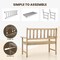 Natural Teak Wood Patio Bench 47 Inch Outdoor Loveseat Chair with Backrest